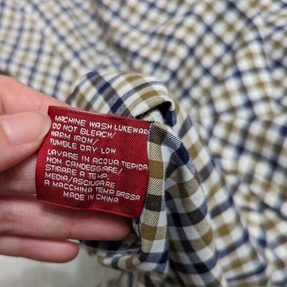 Boggi Milano Men's Woven Long Sleeve Button-up Shirt 3XL Gingham Cotton - Picture 5 of 5